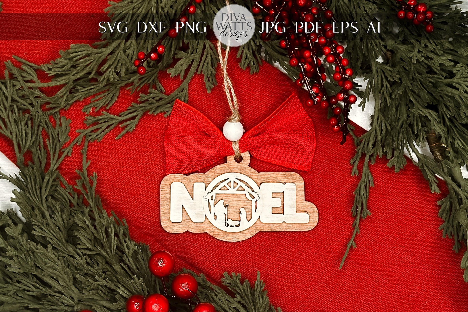 Nativity NOEL Ornament SVG for Laser Cutting, Christmas NOEL Ornament Design, Rustic Holiday Decor Laser File, Faith-Based svg