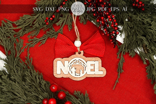 Nativity NOEL Ornament SVG for Laser Cutting, Christmas NOEL Ornament Design, Rustic Holiday Decor Laser File, Faith-Based svg
