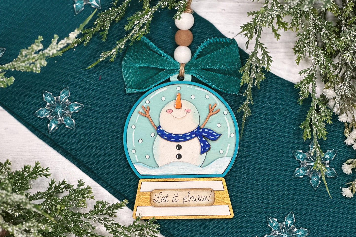 Snowman Ornament SVG Laser File | Let It Snow Globe Christmas Decoration | DIY Ornament Cut File | Pop Out Ornament svg | Ornament Bar svg