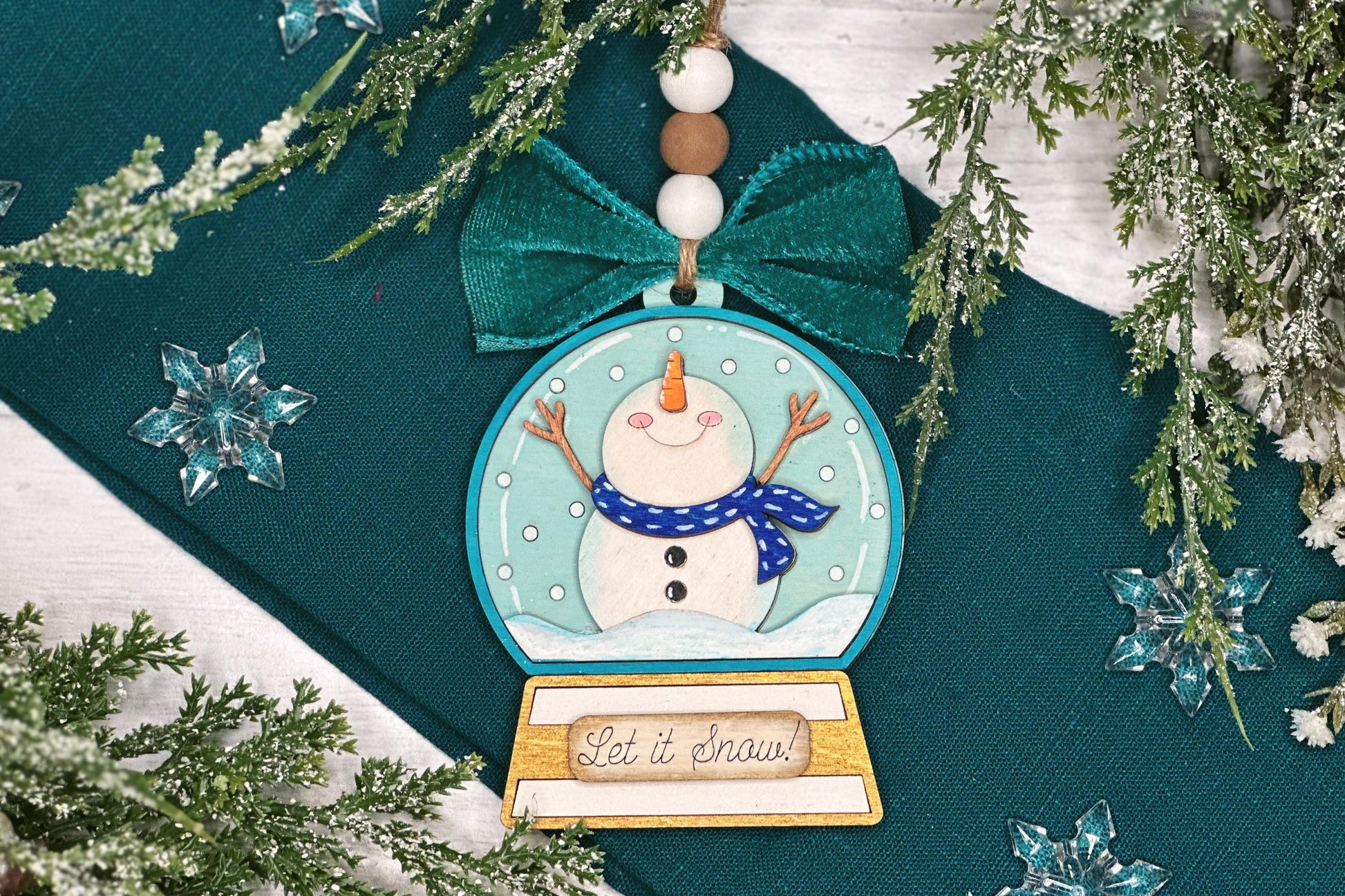 Snowman Ornament SVG Laser File | Let It Snow Globe Christmas Decoration | DIY Ornament Cut File | Pop Out Ornament svg | Ornament Bar svg