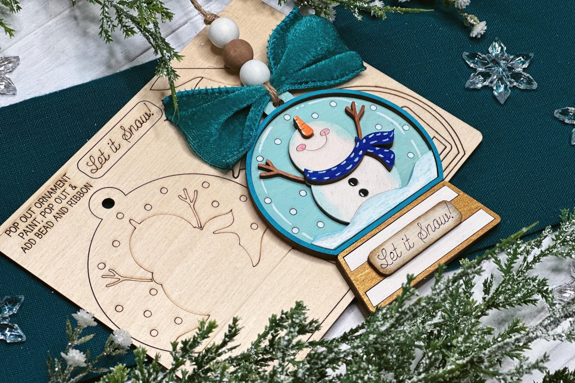 Snowman Ornament SVG Laser File | Let It Snow Globe Christmas Decoration | DIY Ornament Cut File | Pop Out Ornament svg | Ornament Bar svg