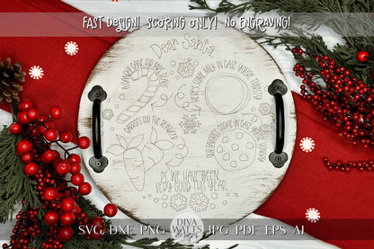 Santa Cookie Tray Laser File | Scoring-Only Christmas SVG | Fast Laser Cutting Design for Holiday Crafting