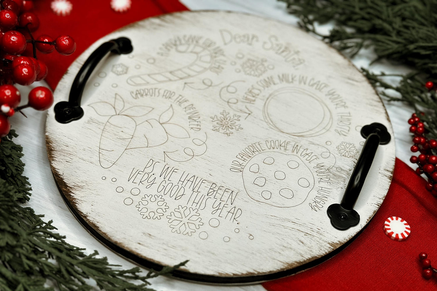 Santa Cookie Tray Laser File | Scoring-Only Christmas SVG | Fast Laser Cutting Design for Holiday Crafting