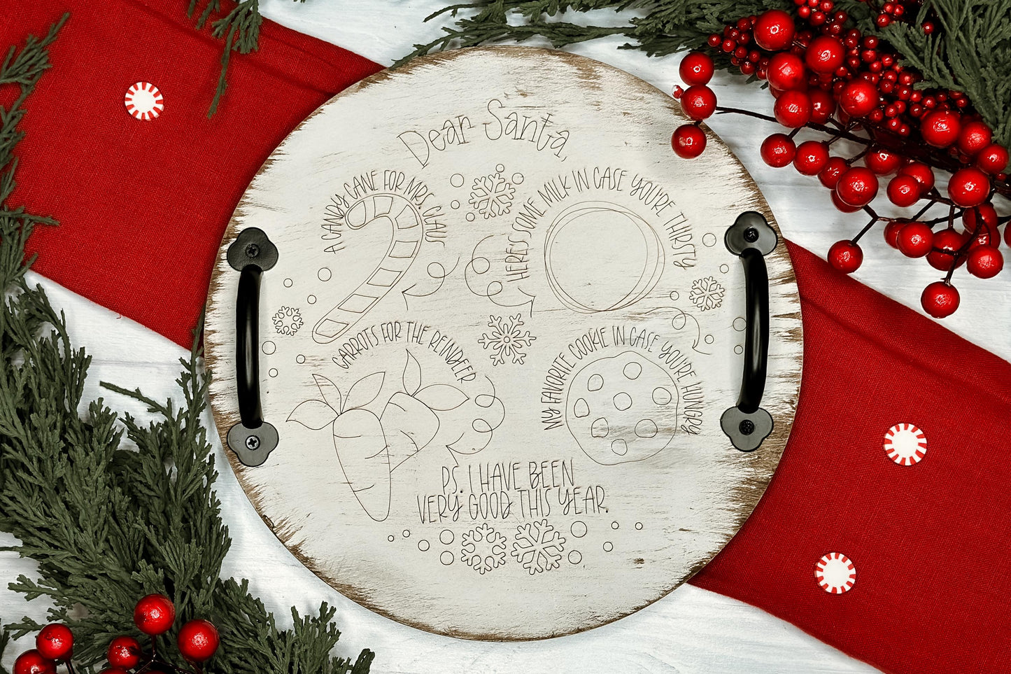 Santa Milk & Cookies Tray Laser File | Fast Scoring-Only Christmas SVG | DIY Holiday Decor Design | Santa Tray Laser SVG | Easy Laser Design