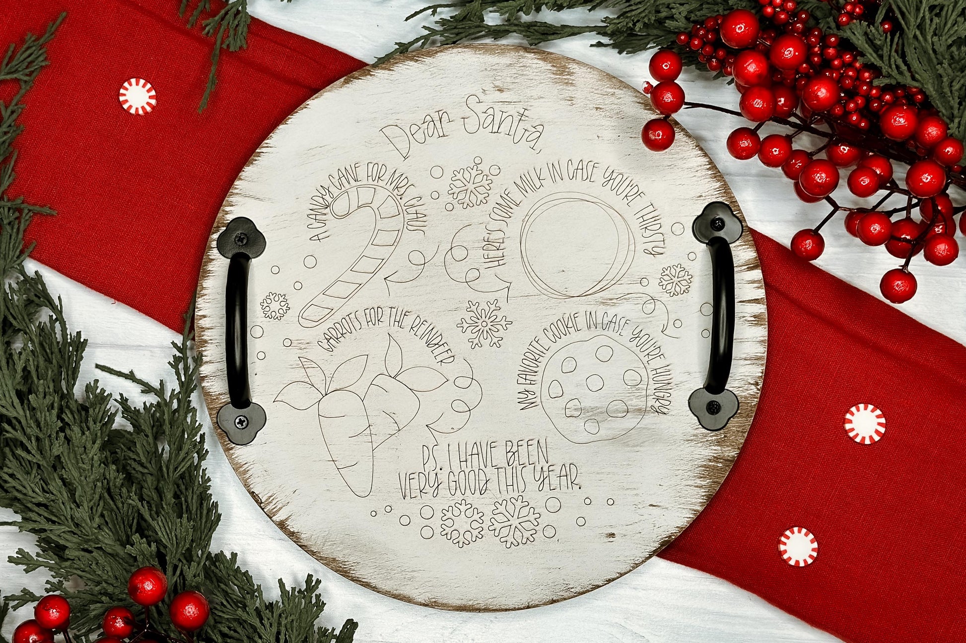 Santa Milk & Cookies Tray Laser File | Fast Scoring-Only Christmas SVG | DIY Holiday Decor Design | Santa Tray Laser SVG | Easy Laser Design