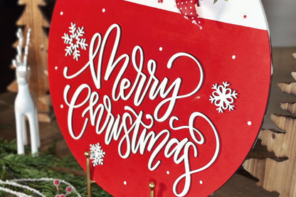 Merry Christmas Laser Cut File | Festive Christmas Door Hanger SVG | DIY Holiday Decor Design
