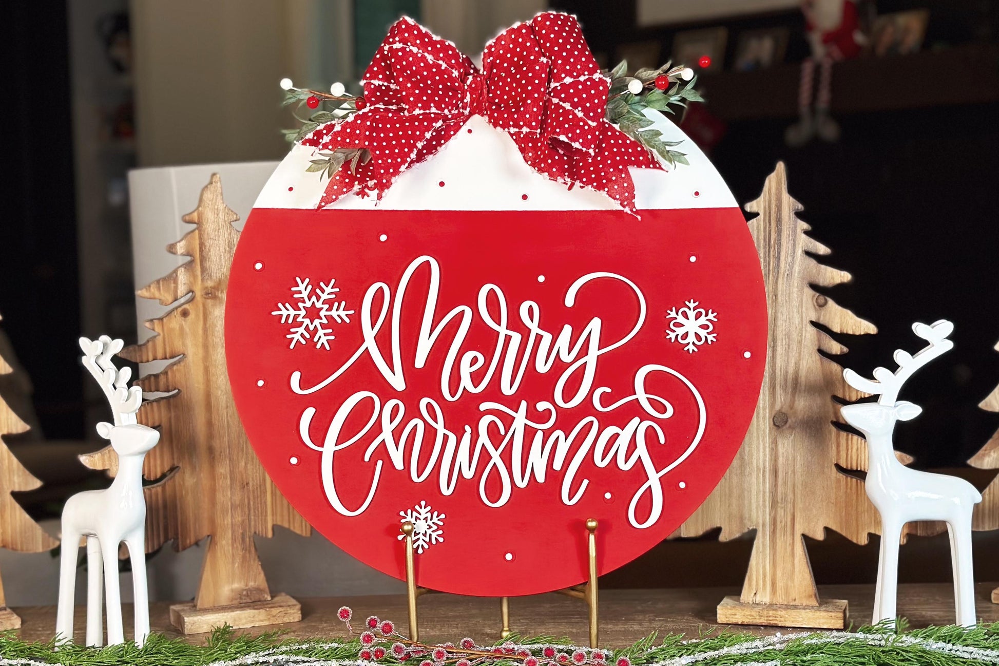 Merry Christmas Laser Cut File | Festive Christmas Door Hanger SVG | DIY Holiday Decor Design