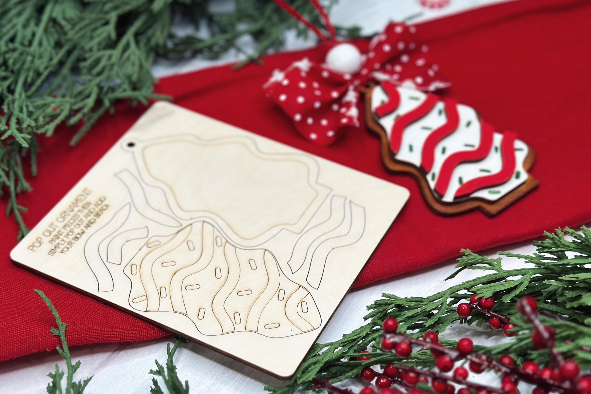 Pop-Out Christmas Tree Ornament Laser File | DIY Layered Ornament SVG | Perfect for Ornament Bar Crafting | Christmas Cookie Pop Out Laser