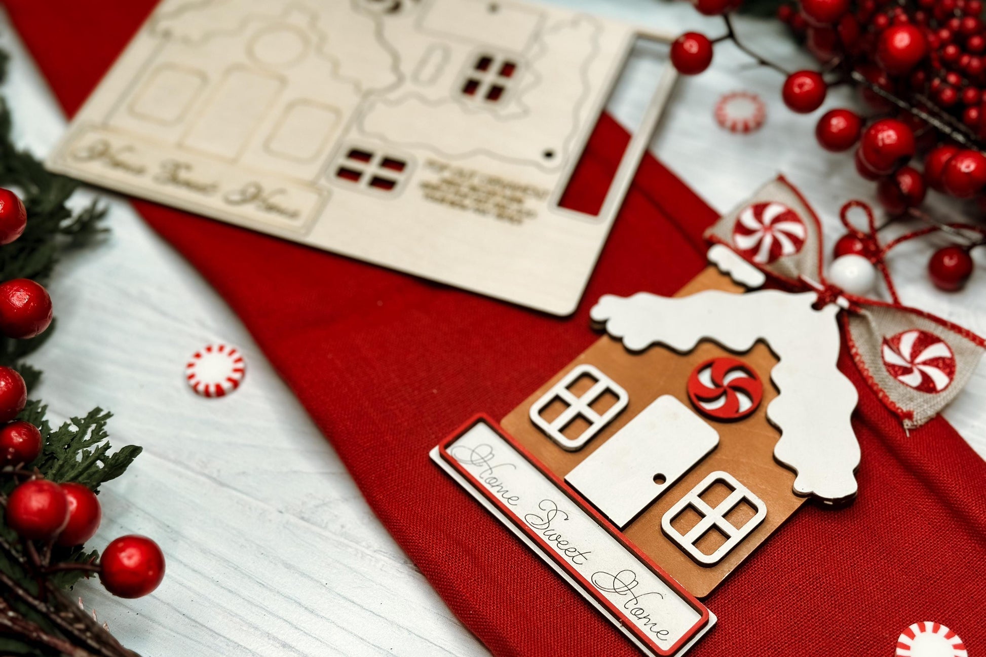 Gingerbread House Pop-Out Ornament SVG Laser Cut File | Home Sweet Home Christmas Decoration | DIY Laser File | Ornament Bar Laser File
