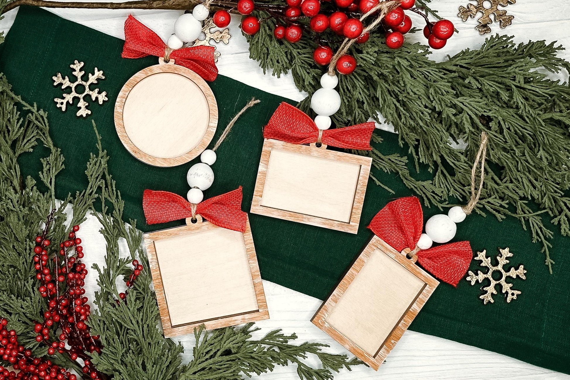 Laser Cut Photo Ornament SVG Bundle | Customizable Christmas Ornament Frames | Over 100 Pieces Included | Create Your Own Ornament