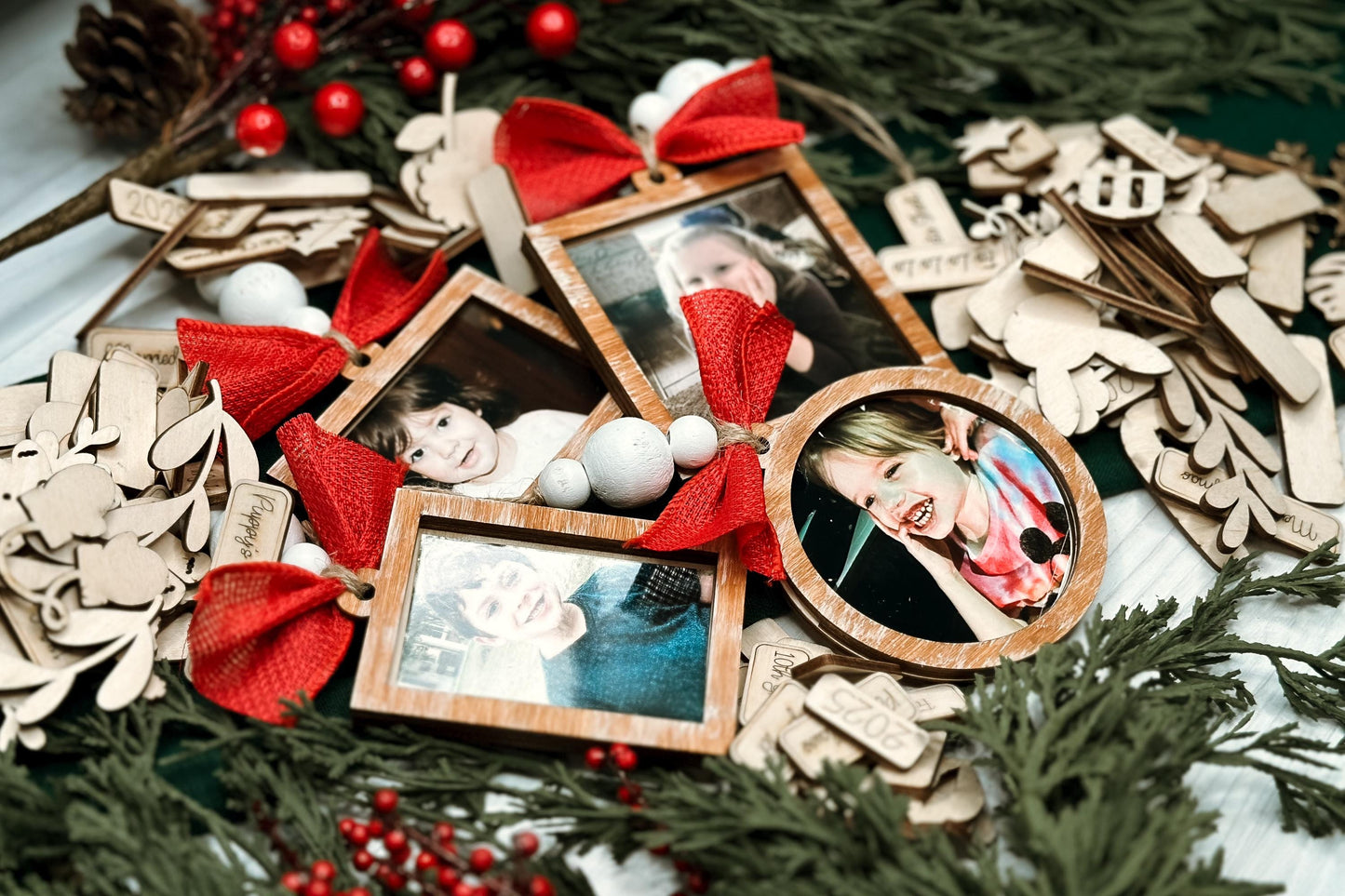 Laser Cut Photo Ornament SVG Bundle | Customizable Christmas Ornament Frames | Over 100 Pieces Included | Create Your Own Ornament