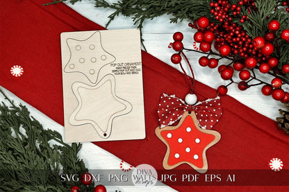 Snowman Pop Out Ornament SVG | Laser Cut Christmas Ornament Template | DIY Holiday Craft | Ornament Bar Design | Ornament Bar Ornament
