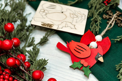 Pop-Out Cardinal Ornament SVG | Laser Cut Christmas Bird Template | DIY Holiday Keepsake | Ornament Bar Design | Ornament Bar Ornament