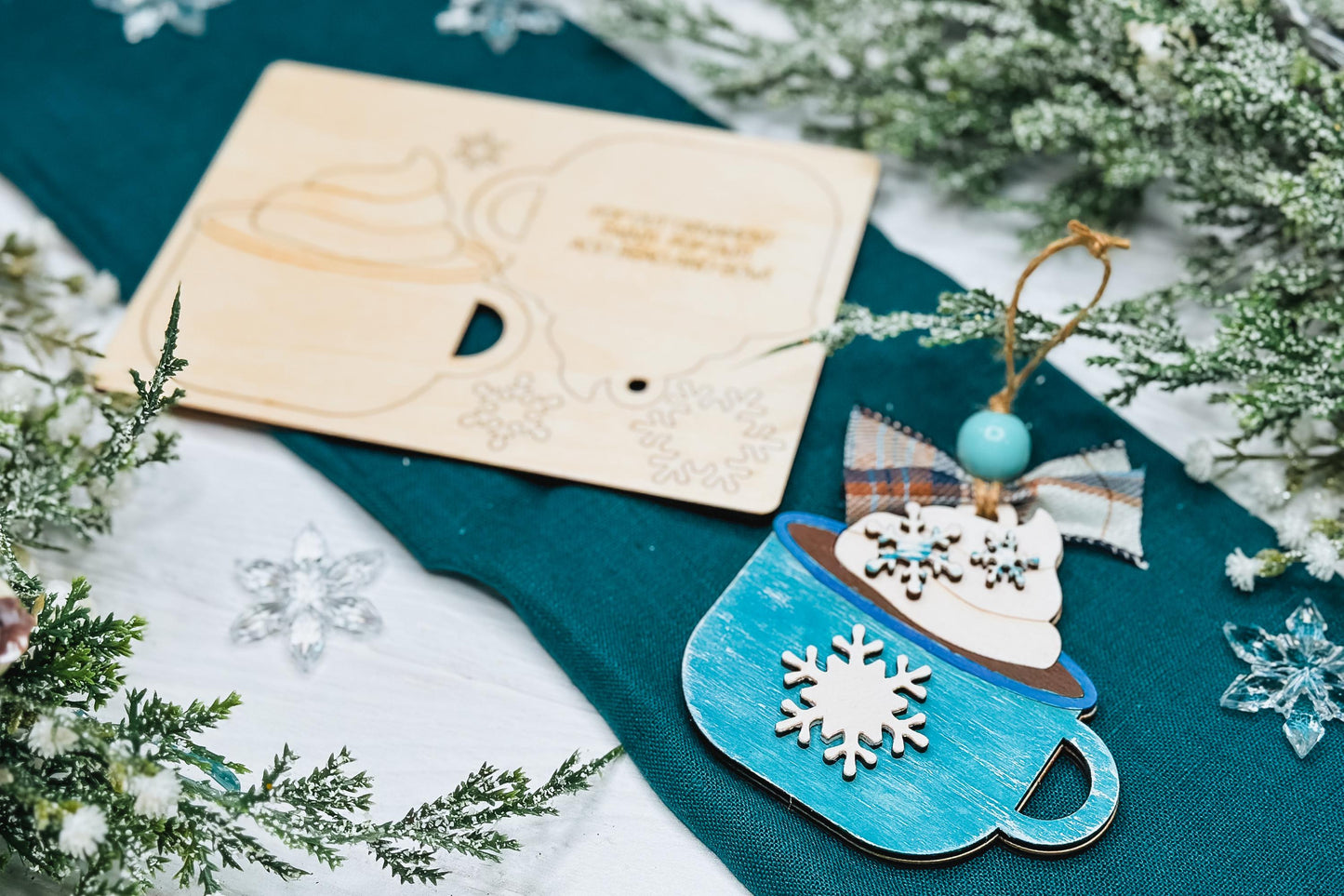 Hot Cocoa Ornament SVG | Pop-Out Mug Laser Template | DIY Christmas Keepsake Design | DIY Laser File | Ornament Bar Laser File