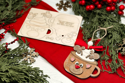 Snowman Cocoa Mug Ornament SVG | Pop-Out Laser Template | DIY Christmas Keepsake | DIY Laser File | Ornament Bar Laser File