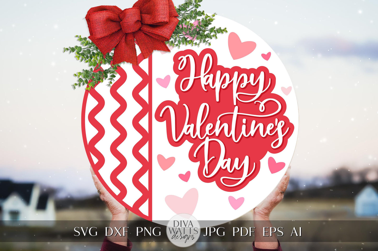 Happy Valentine's Day SVG | Valentine Door Hanger Design | Cricut & Silhouette Cut File | Valentine's Day Door Hanger svg