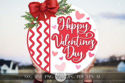 Happy Valentine's Day SVG | Valentine Door Hanger Design | Cricut & Silhouette Cut File | Valentine's Day Door Hanger svg