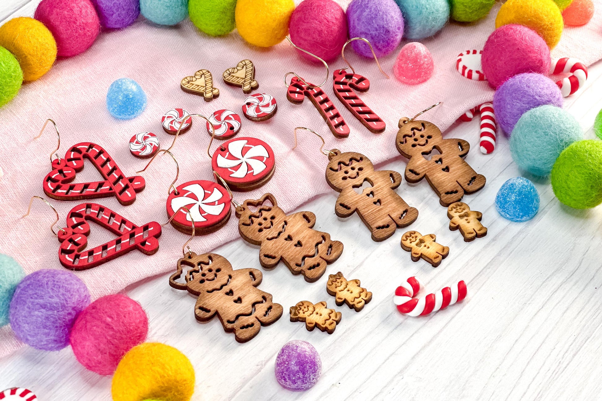 Christmas Laser Earring SVG Bundle | Gingerbread, Candy Cane, Peppermint Designs | Holiday Laser Cut File | Christmas Earrings SVG For Laser