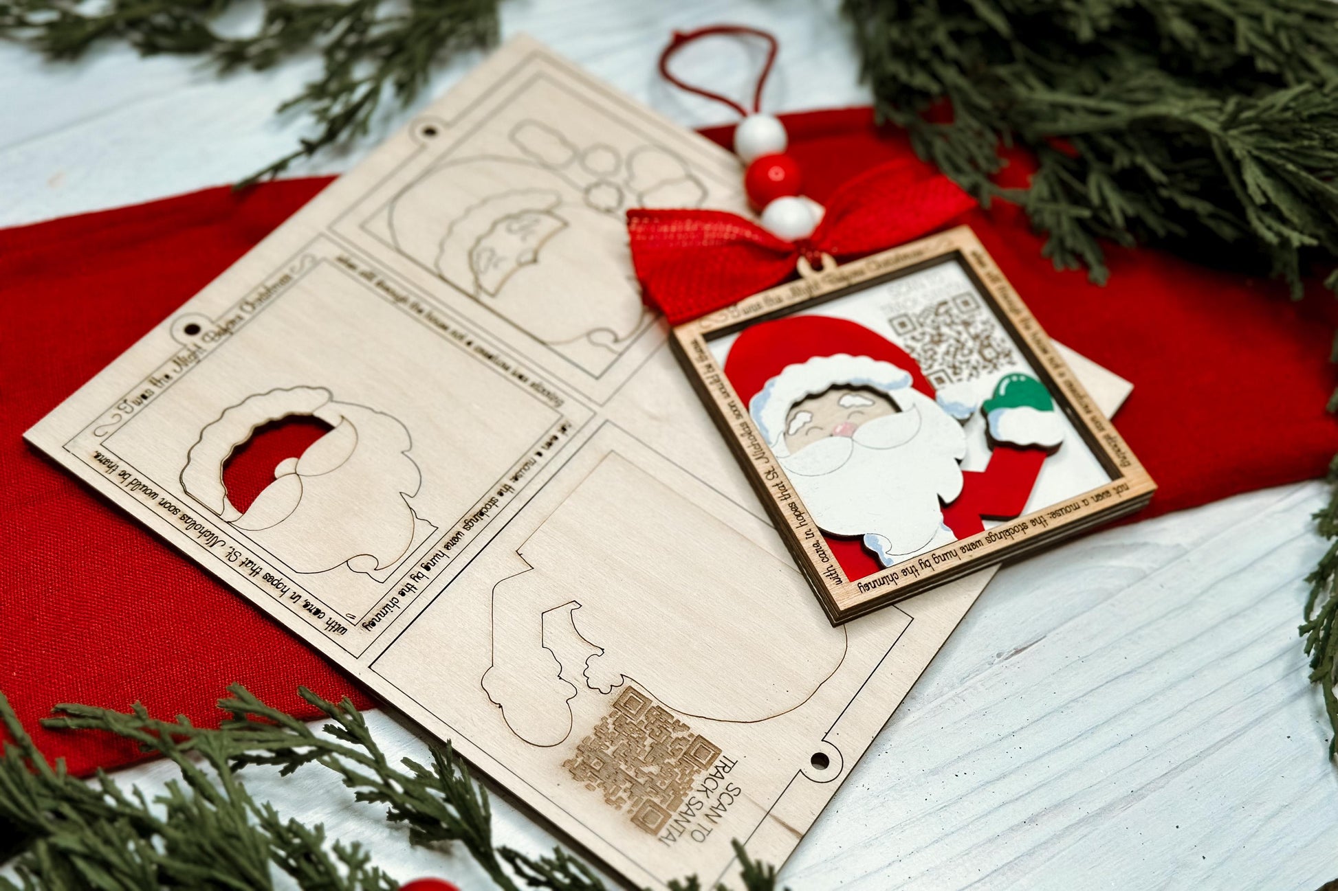 Santa Tracker Pop-Out Ornament Laser File svg - DIY QR Code Ornament Design | DIY Layered Ornament svg | Ornament Bar Crafting | Christmas