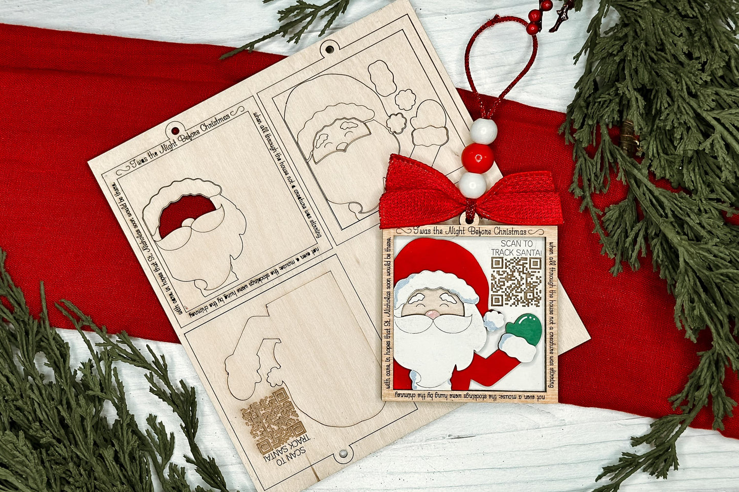 Santa Tracker Pop-Out Ornament Laser File svg - DIY QR Code Ornament Design | DIY Layered Ornament svg | Ornament Bar Crafting | Christmas