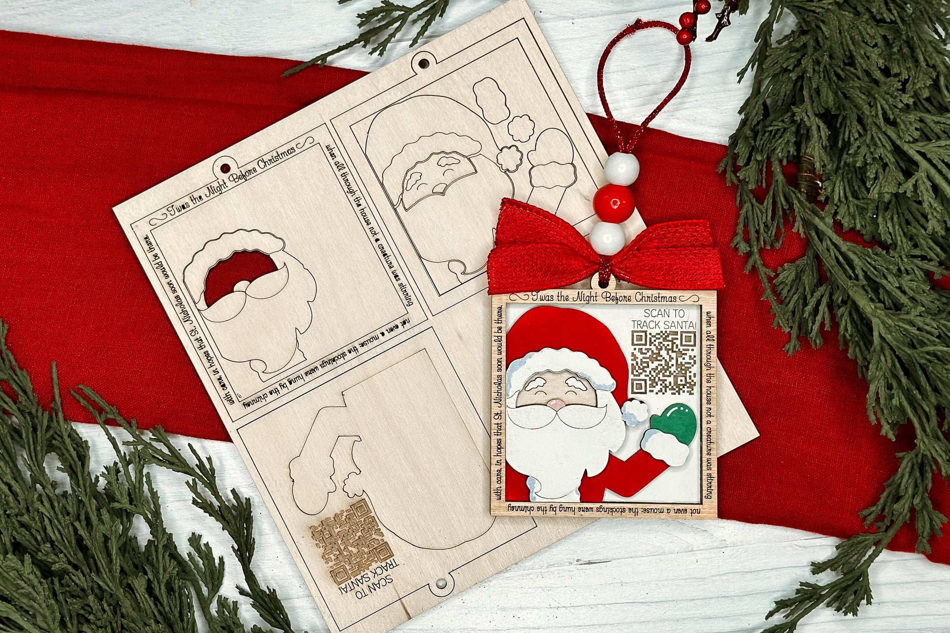 Santa Tracker Pop-Out Ornament Laser File svg - DIY QR Code Ornament Design | DIY Layered Ornament svg | Ornament Bar Crafting | Christmas
