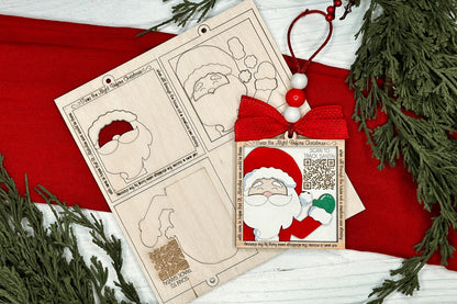Santa Tracker Pop-Out Ornament Laser File svg - DIY QR Code Ornament Design | DIY Layered Ornament svg | Ornament Bar Crafting | Christmas