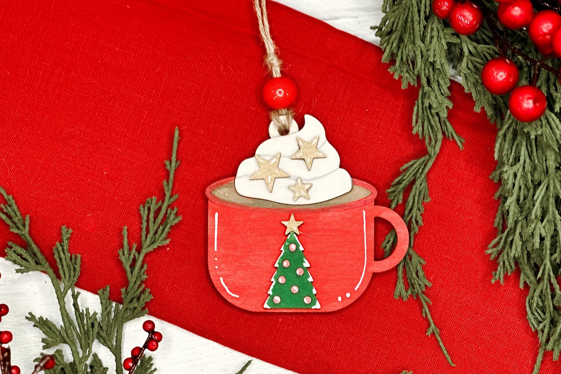 Hot Cocoa Ornament SVG | Pop-Out Laser Ornament File | DIY Ornament for Holiday Parties | DIY Laser File | Ornament Bar Laser File