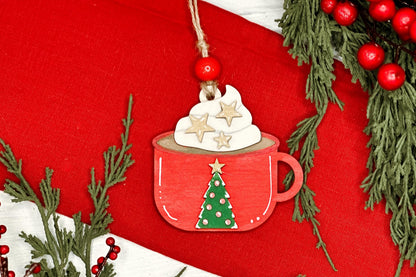 Hot Cocoa Ornament SVG | Pop-Out Laser Ornament File | DIY Ornament for Holiday Parties | DIY Laser File | Ornament Bar Laser File