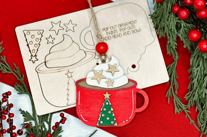 Hot Cocoa Ornament SVG | Pop-Out Laser Ornament File | DIY Ornament for Holiday Parties | DIY Laser File | Ornament Bar Laser File