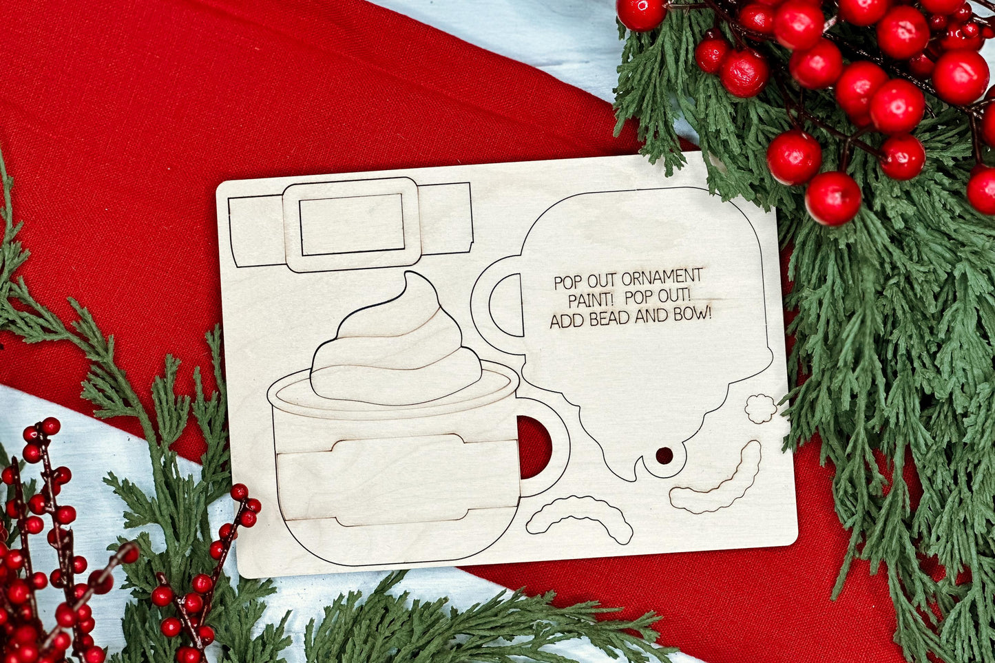 Santa Mug Ornament SVG | Pop-Out Laser Ornament File | Christmas DIY Party Project | DIY Laser File | Ornament Bar Laser File
