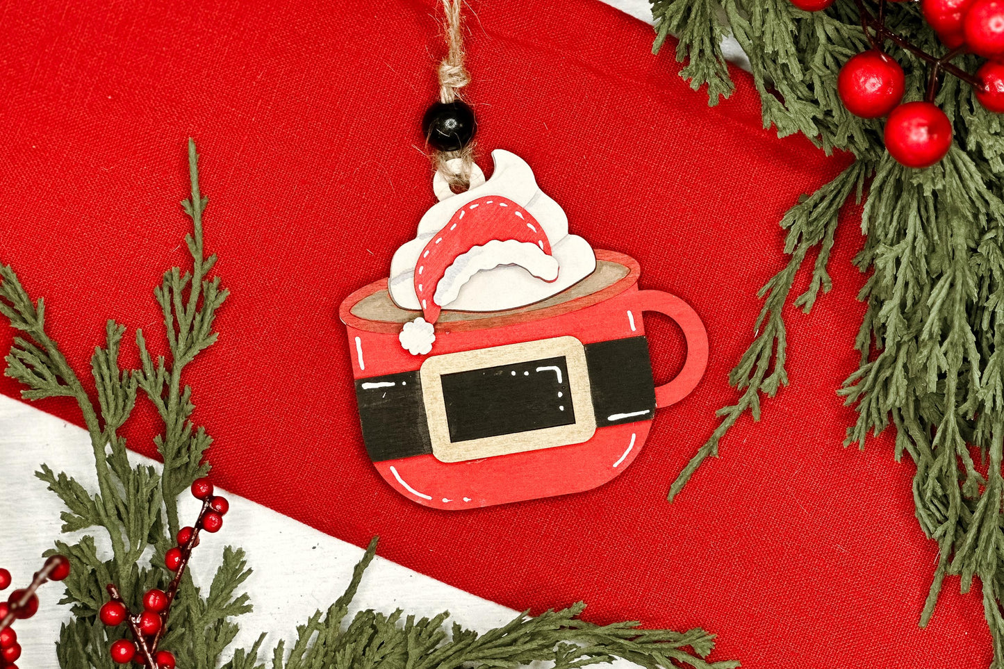 Santa Mug Ornament SVG | Pop-Out Laser Ornament File | Christmas DIY Party Project | DIY Laser File | Ornament Bar Laser File