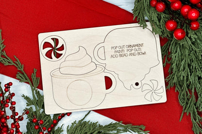 Peppermint Mug Ornament SVG | Pop-Out Laser Ornament File | DIY Christmas Craft | DIY Laser File | Ornament Bar Laser File