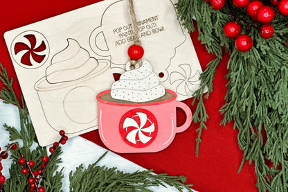 Peppermint Mug Ornament SVG | Pop-Out Laser Ornament File | DIY Christmas Craft | DIY Laser File | Ornament Bar Laser File