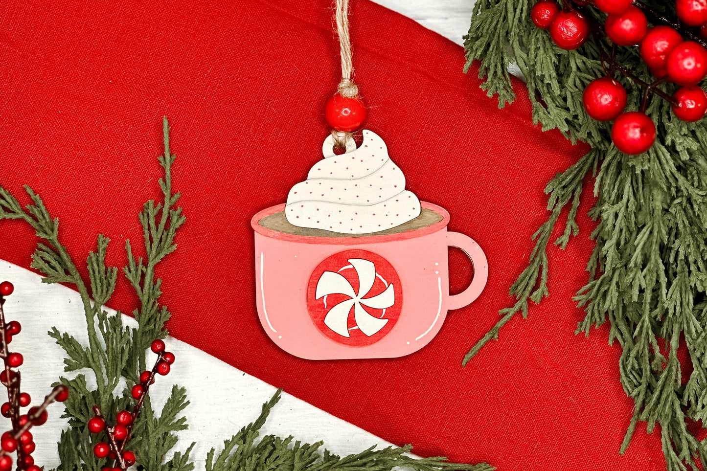 Peppermint Mug Ornament SVG | Pop-Out Laser Ornament File | DIY Christmas Craft | DIY Laser File | Ornament Bar Laser File