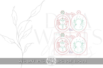 Let It Snow Snowman Ornament SVG File | Pop-Out Snowman Bar Ornament Design | DIY Party Laser Cut File | Snowman Ornament Laser SVG