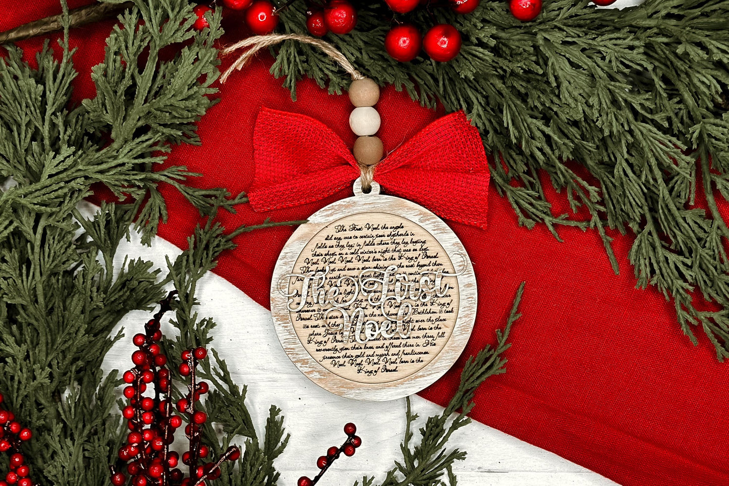 The First Noel Christmas Ornament SVG for Laser Cutting - Beautiful Christmas Carol Round Design | Laser Ornament SVG | Easy Ornament svg