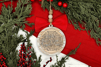 Hark! The Herald Angels Sing Christmas Ornament SVG for Laser Cutting - Elegant Christmas Carol Design | Laser Ornament SVG | Easy Ornament
