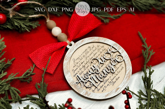 Joy to the World Christmas Ornament SVG for Laser Cutting - Beautiful Christmas Carol Round Design | Laser Ornament SVG | Easy Ornament svg