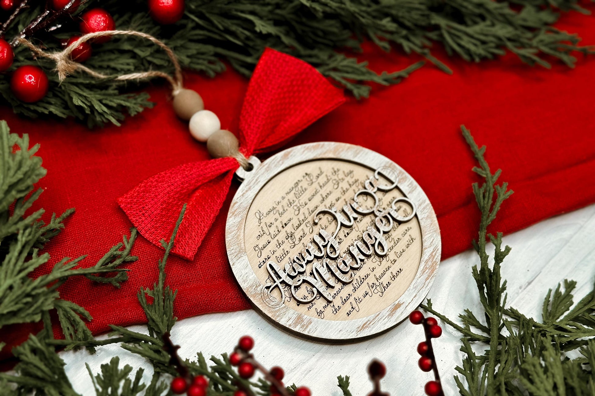 Joy to the World Christmas Ornament SVG for Laser Cutting - Beautiful Christmas Carol Round Design | Laser Ornament SVG | Easy Ornament svg