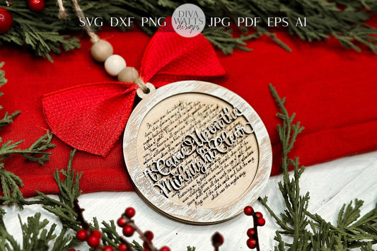It Came Upon the Midnight Clear Christmas Ornament SVG for Laser Cutting - Detailed Christmas Carol Design| Laser Ornament SVG Easy Ornament