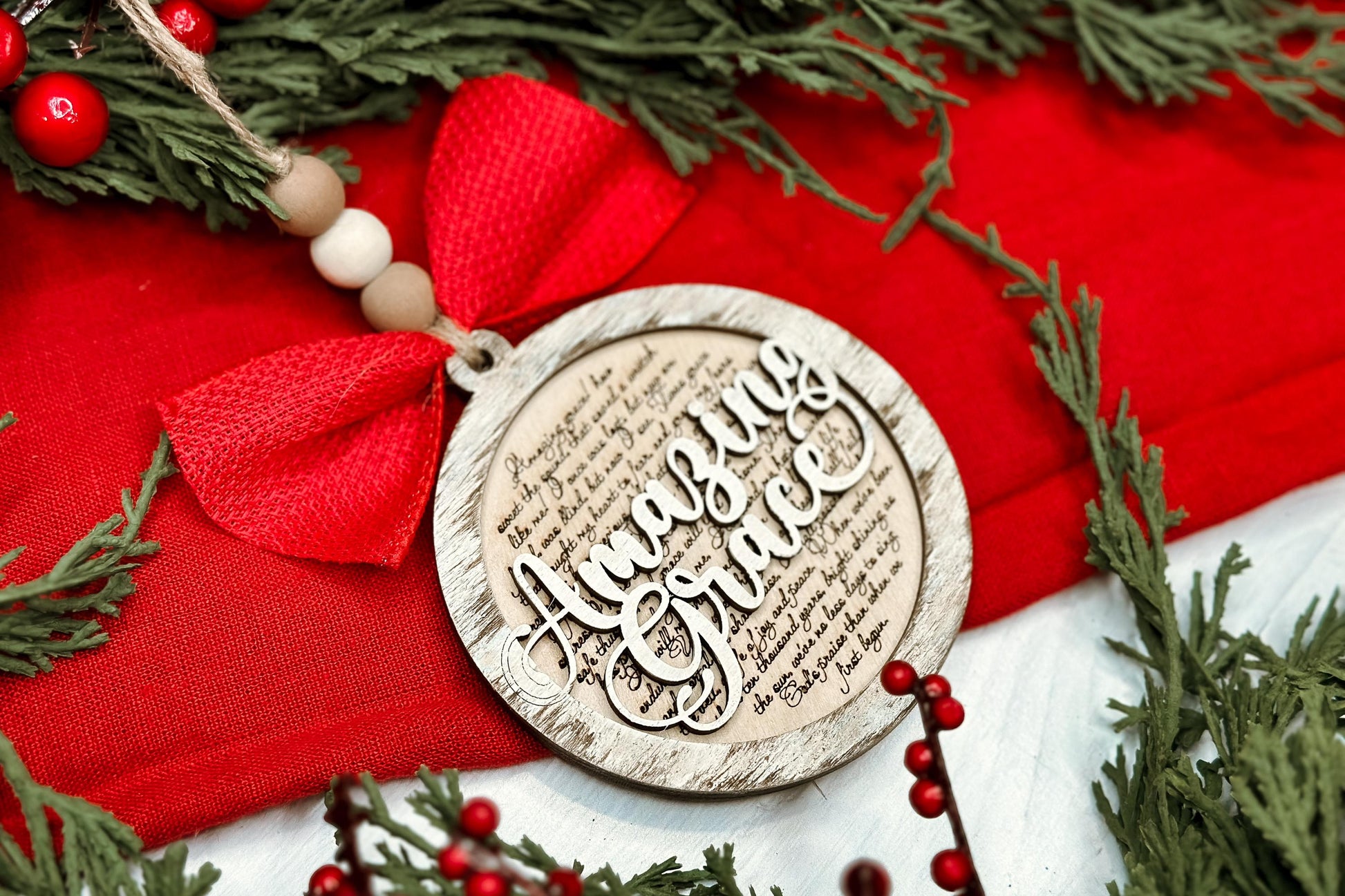 Amazing Grace Christmas Ornament SVG for Laser Cutting - Beautiful Hymn Design | Laser Ornament SVG | Easy Ornament svg