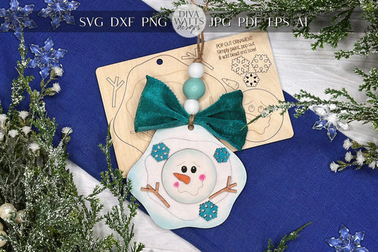 Melting Snowman Pop-Out Ornament SVG for Laser Cutting - Fun and Creative DIY Holiday Craft | DIY Ornament for Holiday Parties diy Ornament