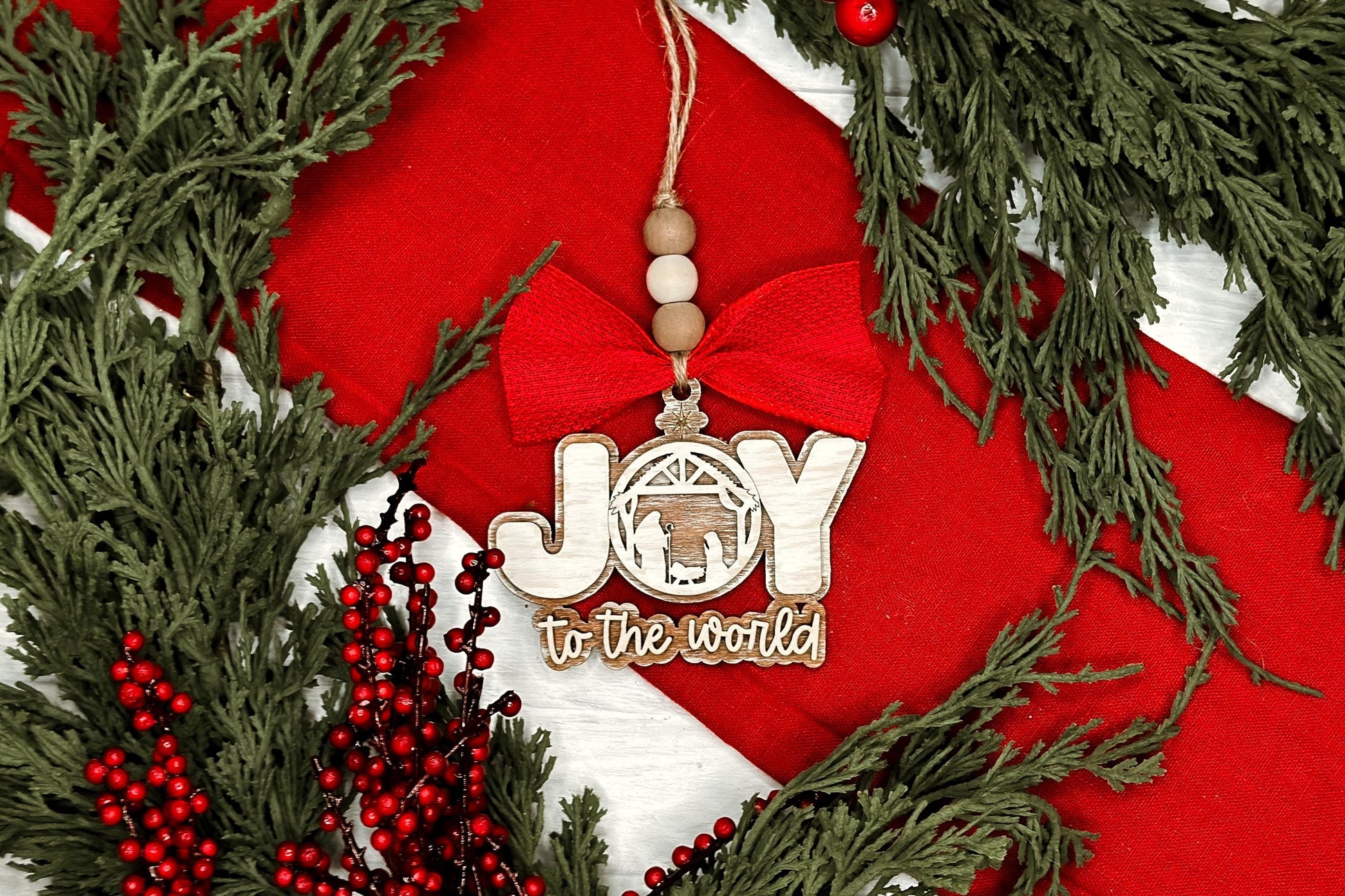 Joy to the World Ornaments SVG for Laser Cutting - Nativity-Inspired Christmas Set | Laser Ornaments SVG | Nativity Ornament SVG | Nativity