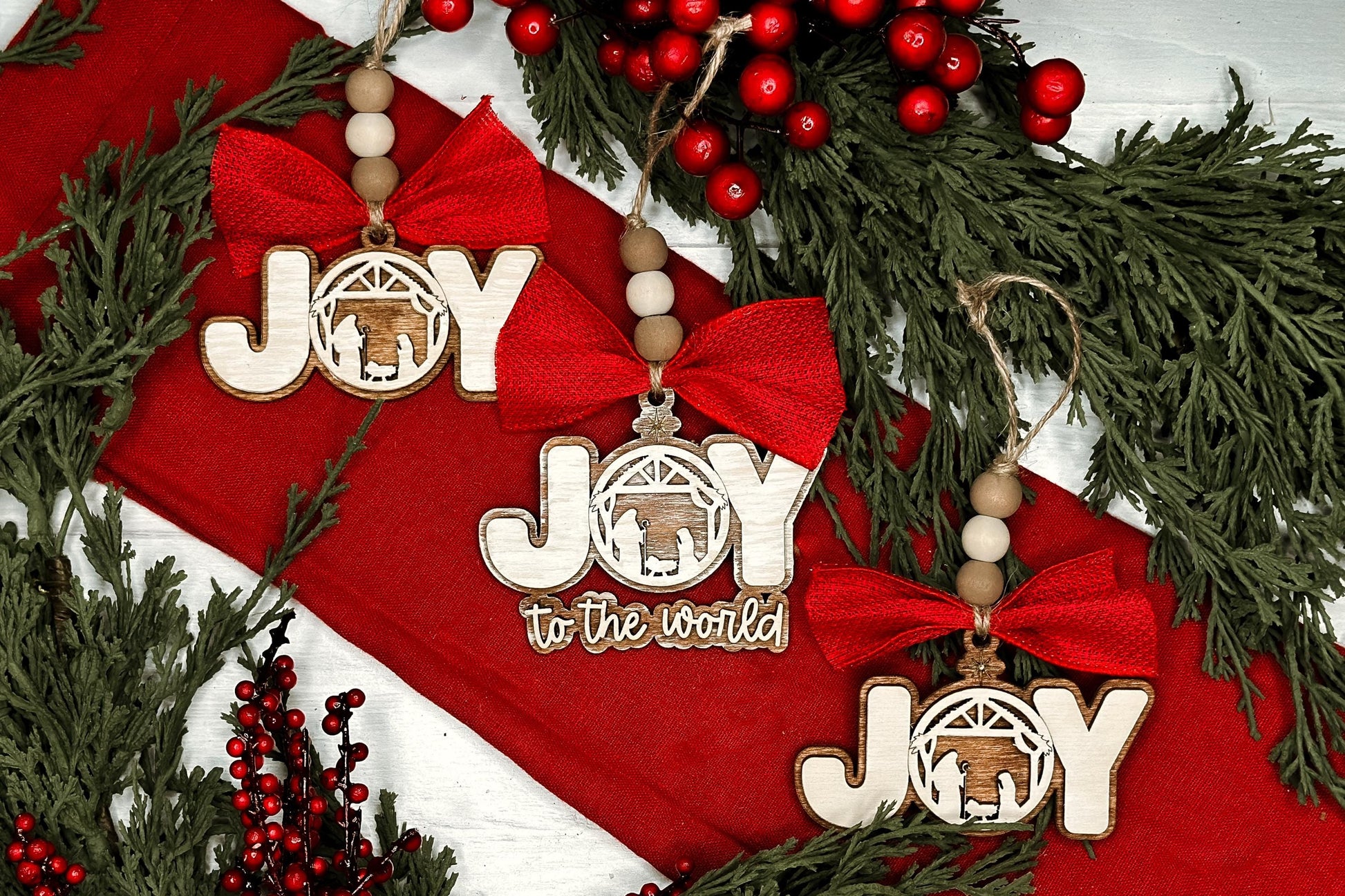 Joy to the World Ornaments SVG for Laser Cutting - Nativity-Inspired Christmas Set | Laser Ornaments SVG | Nativity Ornament SVG | Nativity