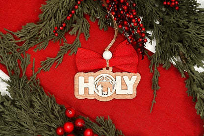 Nativity HOLY Ornament SVG for Laser Cutting, Christmas Nativity Ornament Design, Rustic Faith-Based Holiday Decor, Glowforge File