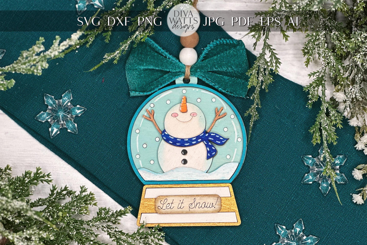 Snowman Ornament SVG Laser File | Let It Snow Globe Christmas Decoration | DIY Ornament Cut File | Pop Out Ornament svg | Ornament Bar svg