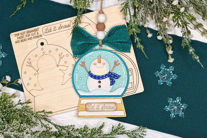 Snowman Ornament SVG Laser File | Let It Snow Globe Christmas Decoration | DIY Ornament Cut File | Pop Out Ornament svg | Ornament Bar svg