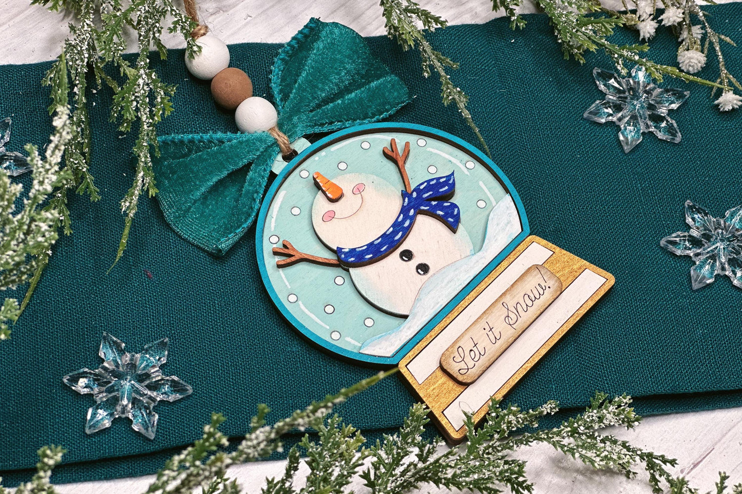 Snowman Ornament SVG Laser File | Let It Snow Globe Christmas Decoration | DIY Ornament Cut File | Pop Out Ornament svg | Ornament Bar svg