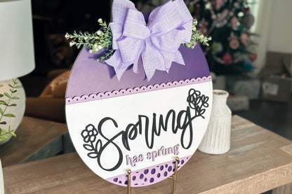 Spring Has Sprung SVG Laser Cut File, Floral Door Hanger Template, Round Spring Sign Design, Glowforge & Xtool Compatible