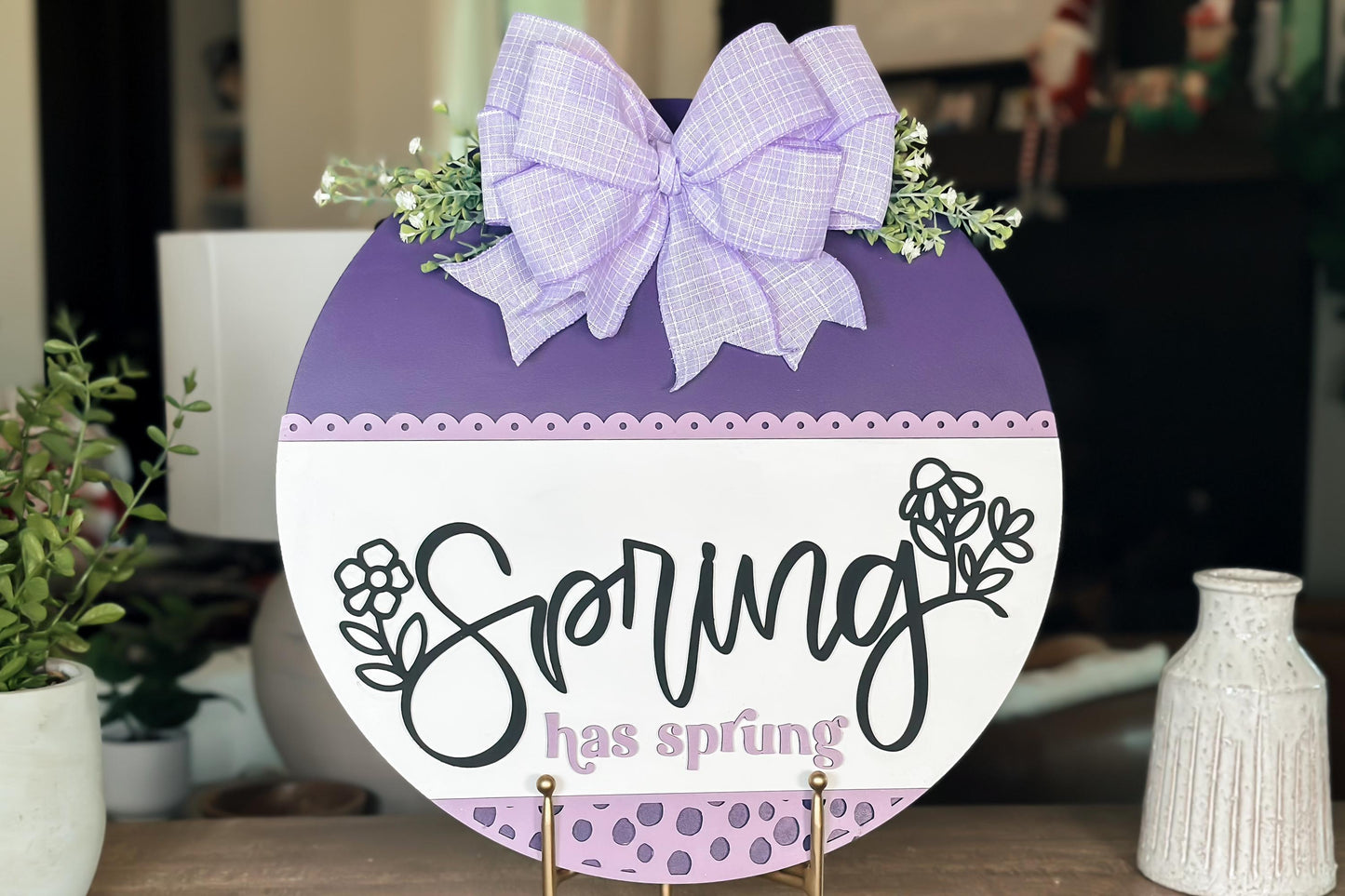 Spring Has Sprung SVG Laser Cut File, Floral Door Hanger Template, Round Spring Sign Design, Glowforge & Xtool Compatible